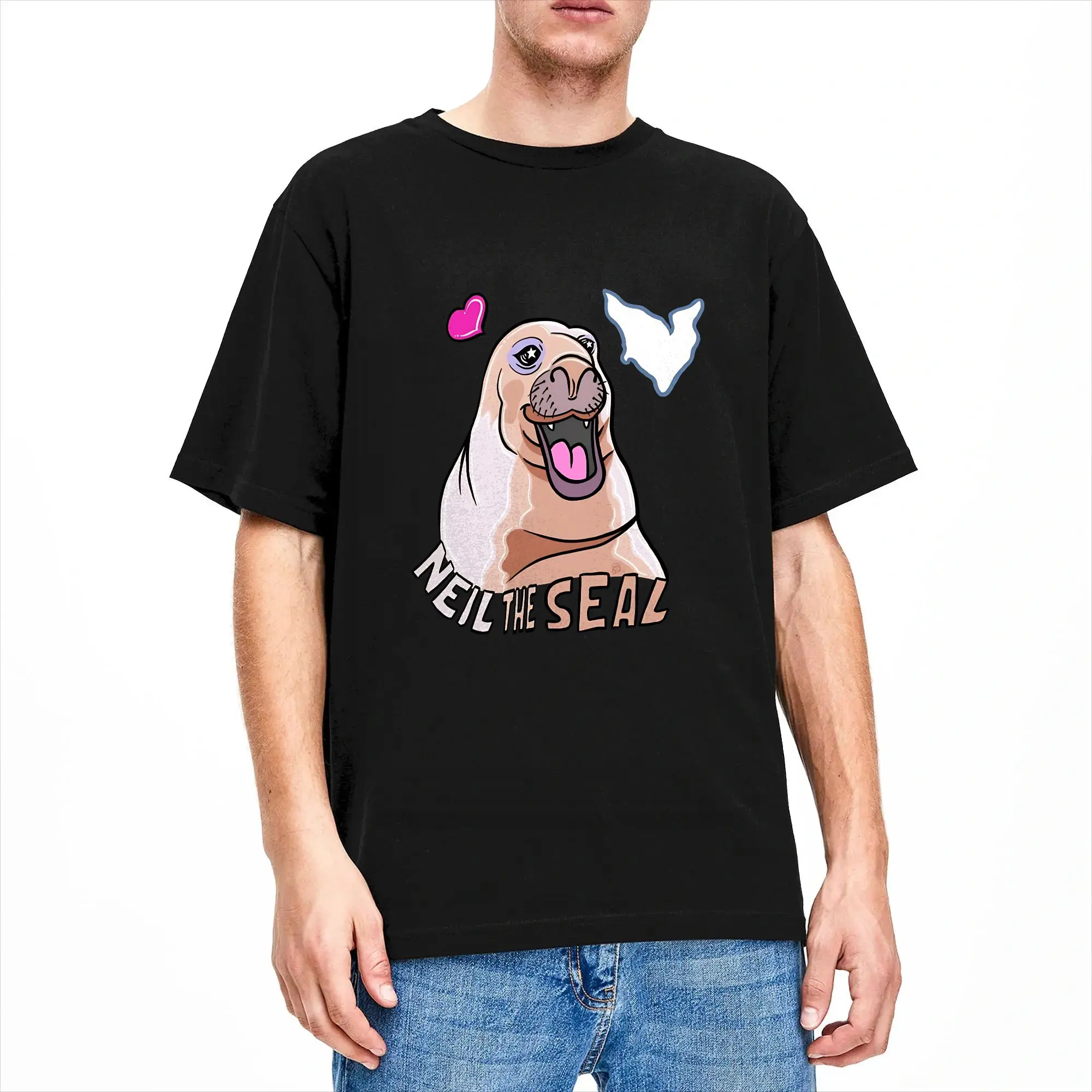 Neil the Seal  T Shirt Summer  Cotton T-Shirts For Men Pattern Tee Shirt Short Sleeve Streetwear Tees