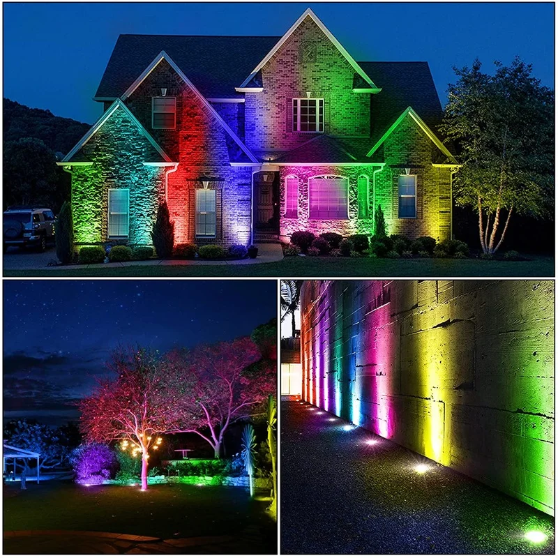 Lámpara LED de césped RGB, luz subterránea blanca cálida de 6W y 12V, foco exterior impermeable IP65 para cubierta de suelo, escalera, jardín y árbol