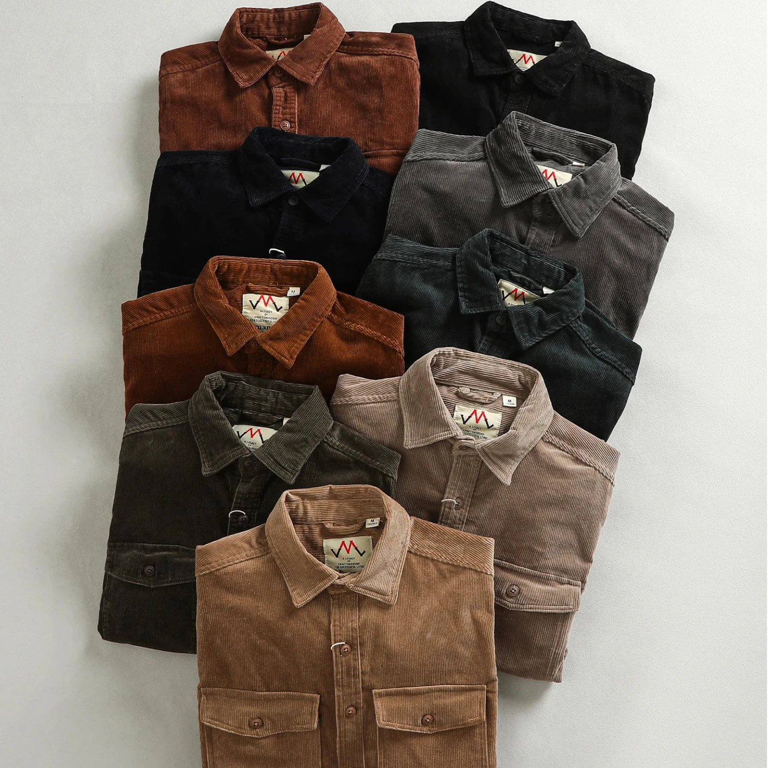 

100% cotton vintage washed corduroy long-sleeved shirt men's loose shirt jacket