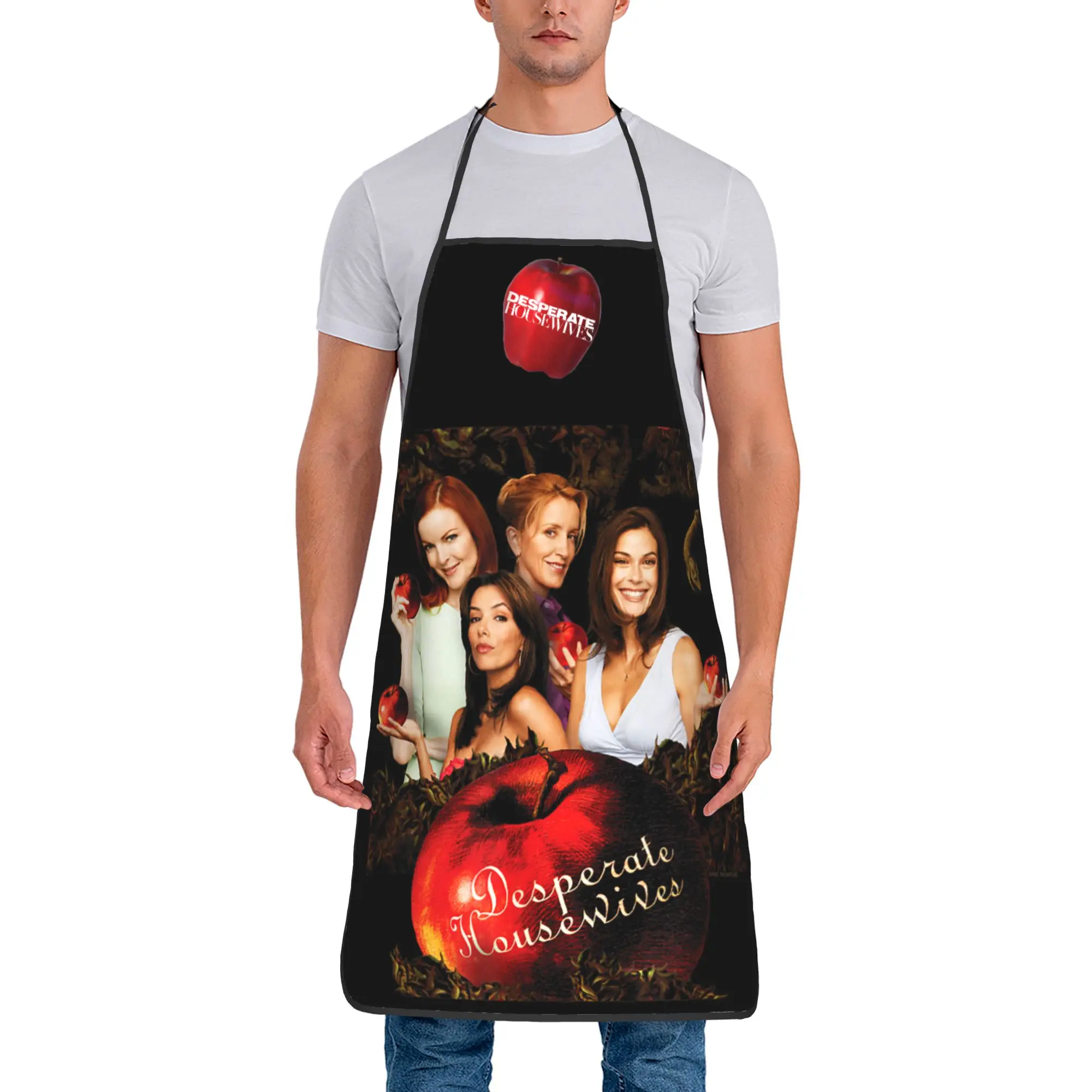 

Фартук-нагрудник из полиэстера с принтом из сериала «Домохозяйки по преступному заказу», маслоотталкивающий, модный, для взрослых, унисекс, для пикника, с изображением Сьюзан, Линетт, Бри