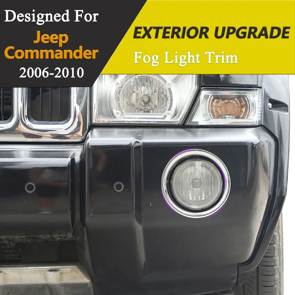الجبهة الضباب الخفيف غطاء الكسوة ل جيب قائد 2006-2010 سيارة ديكور الإضاءة حلقة تصفيف السيارة القوالب الخارجية اكسسوارات ABS