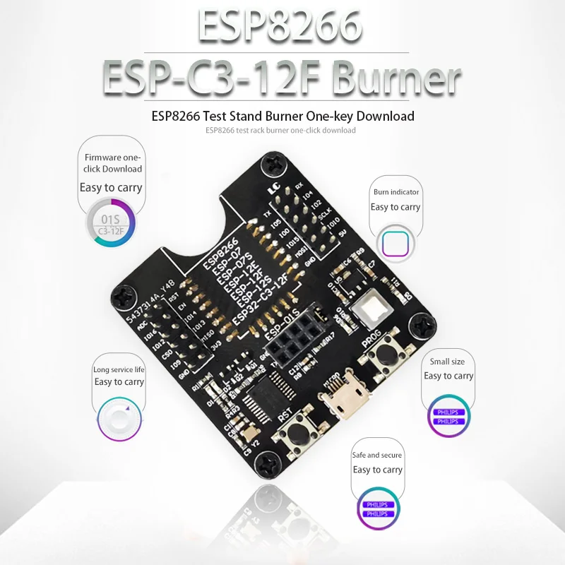 ESP8266 Test Stand Programmer ESP-C3-12F Burner Can One-key Download Support Ai-Thinker ESP-12S/12F/12E/07S/07/01S/01