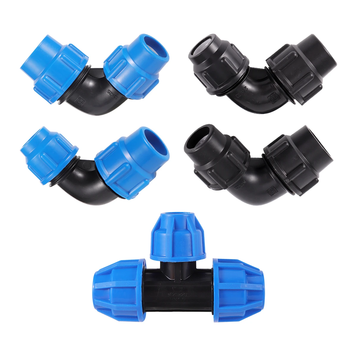 PVC PE Tube Elbow Connector 20/25/32mm Tee Elbow Reducing Quick Coupling Home Aquarium Water Supply Plumb Accessories Black/Blue