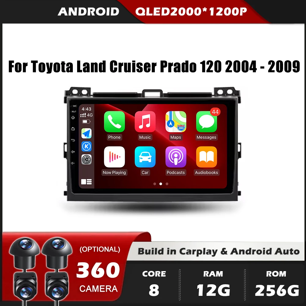 

Bluetooth For Toyota Land Cruiser Prado 120 2004 - 2009 Car Radio Multimedia Video Player Navigation GPS Android Auto Carplay