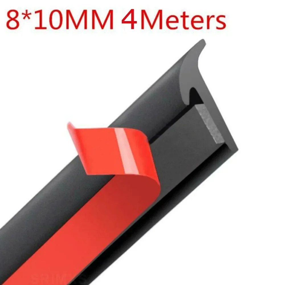 1pcs 4M Car Sealing Strip Inclined T-Shaped Weatherproof Edge Trim Rubber Universal EPDM Rubber With Adhesive Double-Sided Tape