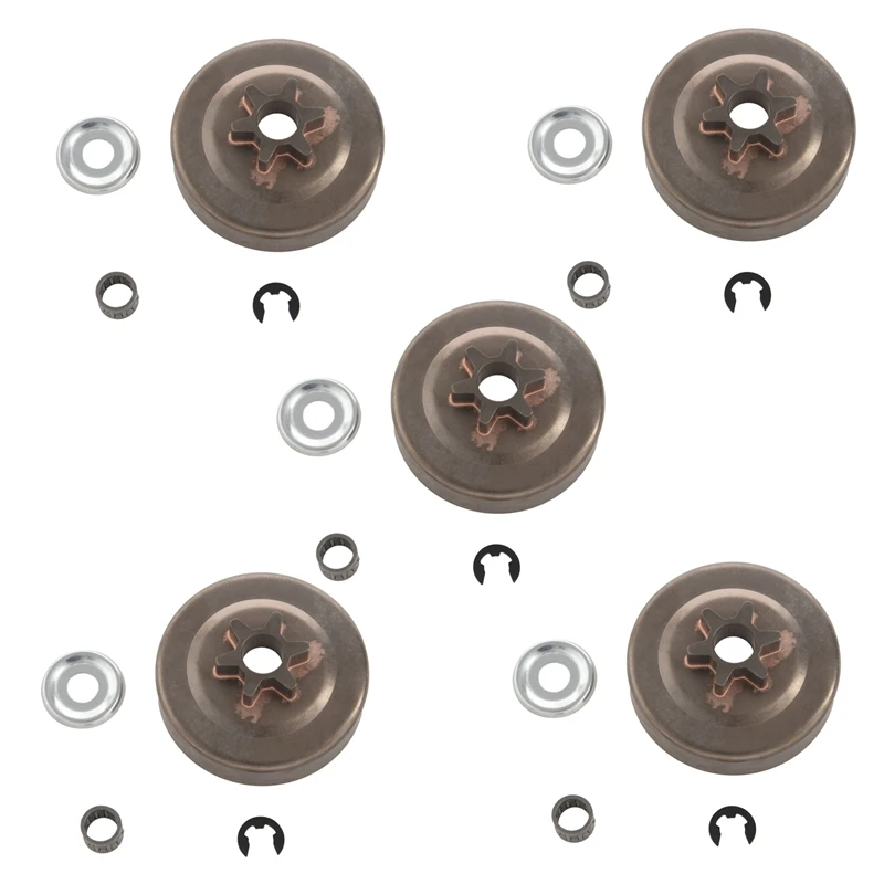 

5X 3/8 6T Clutch Drum Sprocket Washer E-Clip Kit For Stihl Chainsaw 017 018 021 023 025 Ms170 Ms180 Ms210 Ms230 Ms250