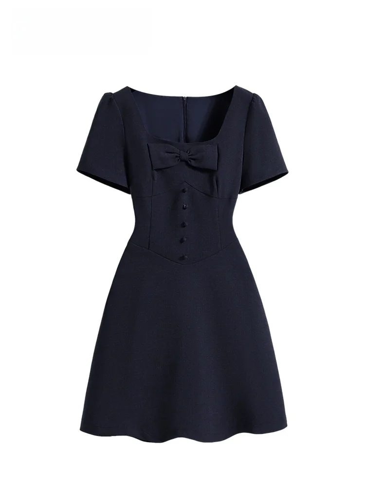 

Summer New Style plus Size Women's Dress Cara CLUB Short Sleeve Fashionable Slimming Midi Dress Sweet A-Line Knot