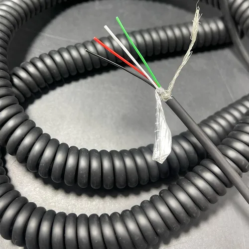 Imagen 2 del producto Cable blindado de resorte Pur, 4 núcleos, 26, 24, 20 Awg, estiramiento 1, 2, 3, 4, 5, 6, 3, 7, 8, 9, 10, 11, 12 metros, superficie antiniebla, alambre telescópico en espiral