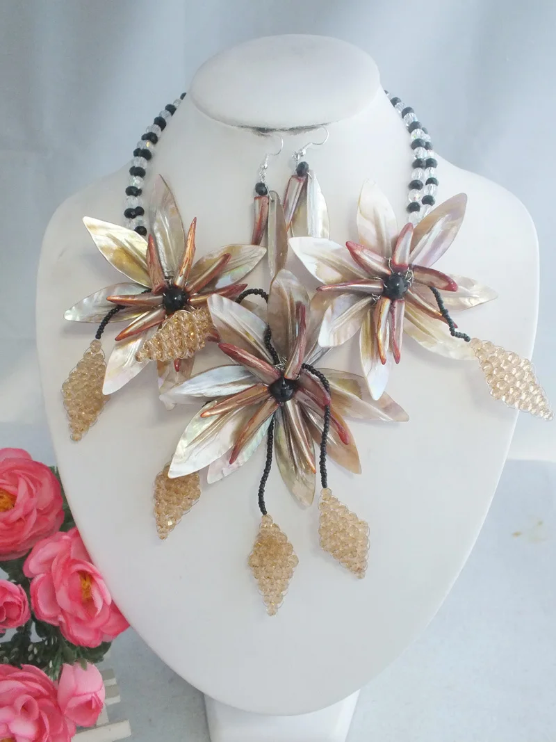 New African Design Wrap Freshwtaer pearl Flower Necklace 20