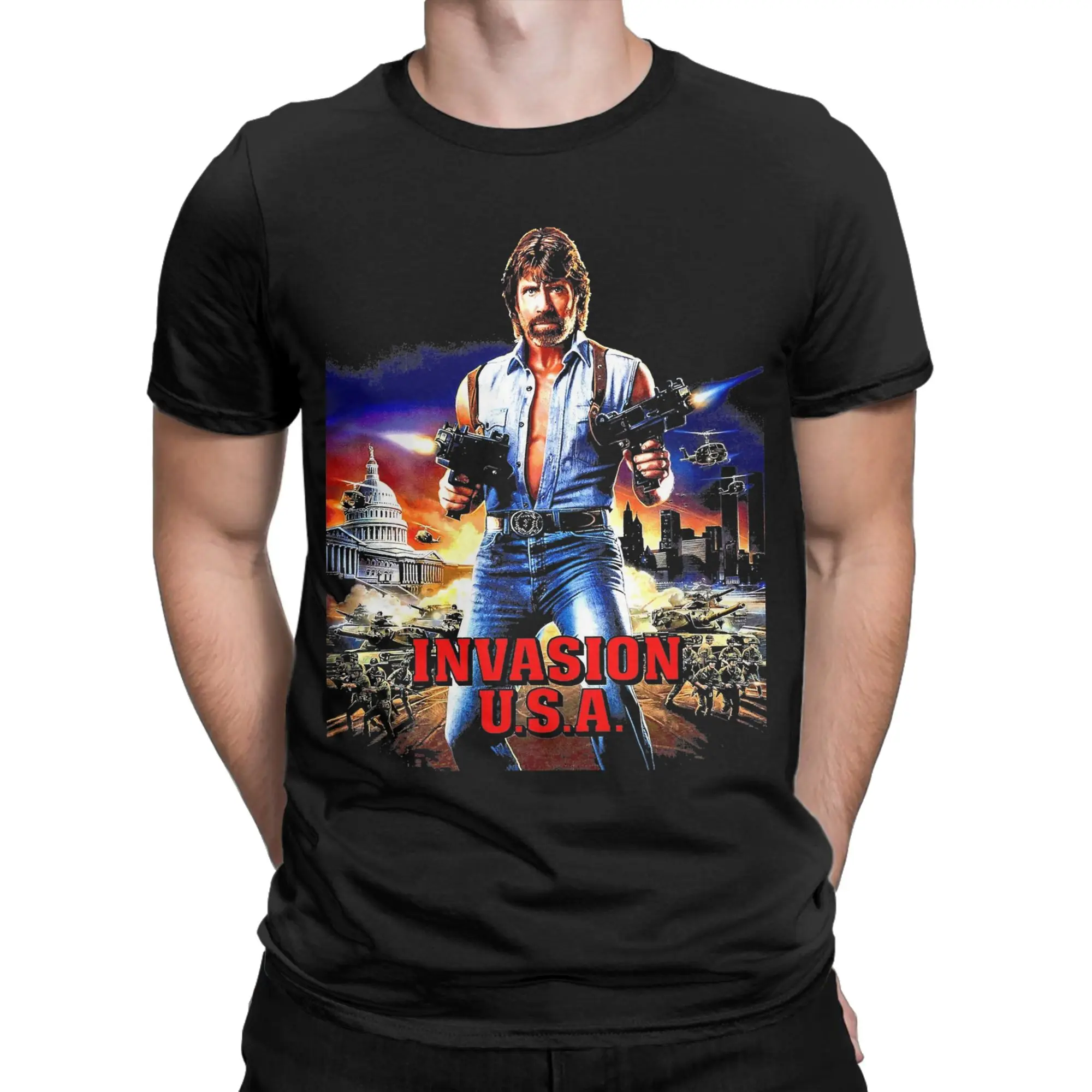 Men T Shirt Invasion USA Active T Shirts Hip Hop  Summer Tees Y2K Funny Cotton Clothing Plus Size 6XL