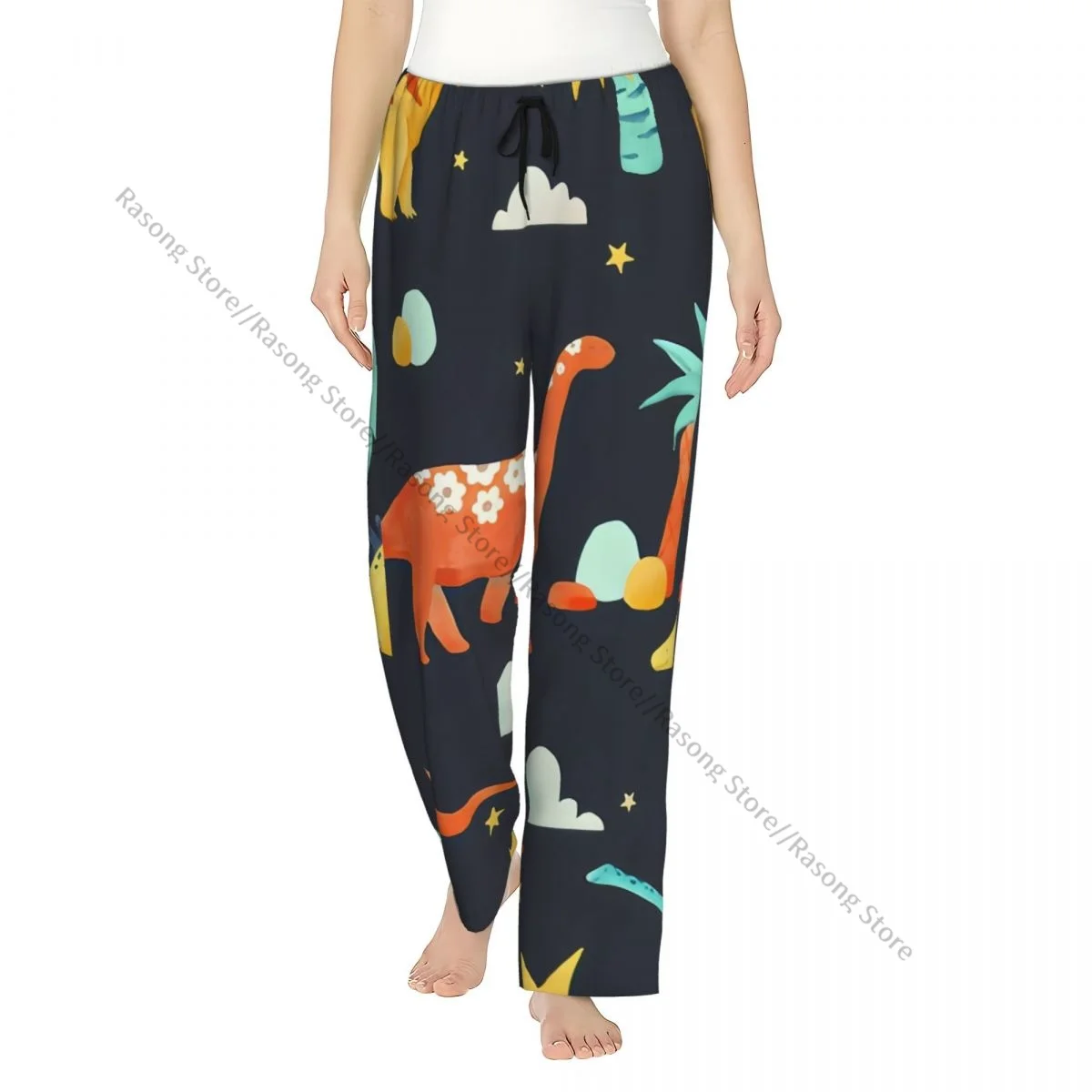 

Cozy Flannel Pajama Pants for Women Colorful Dinosaur Sleep Bottoms Home Loungewear