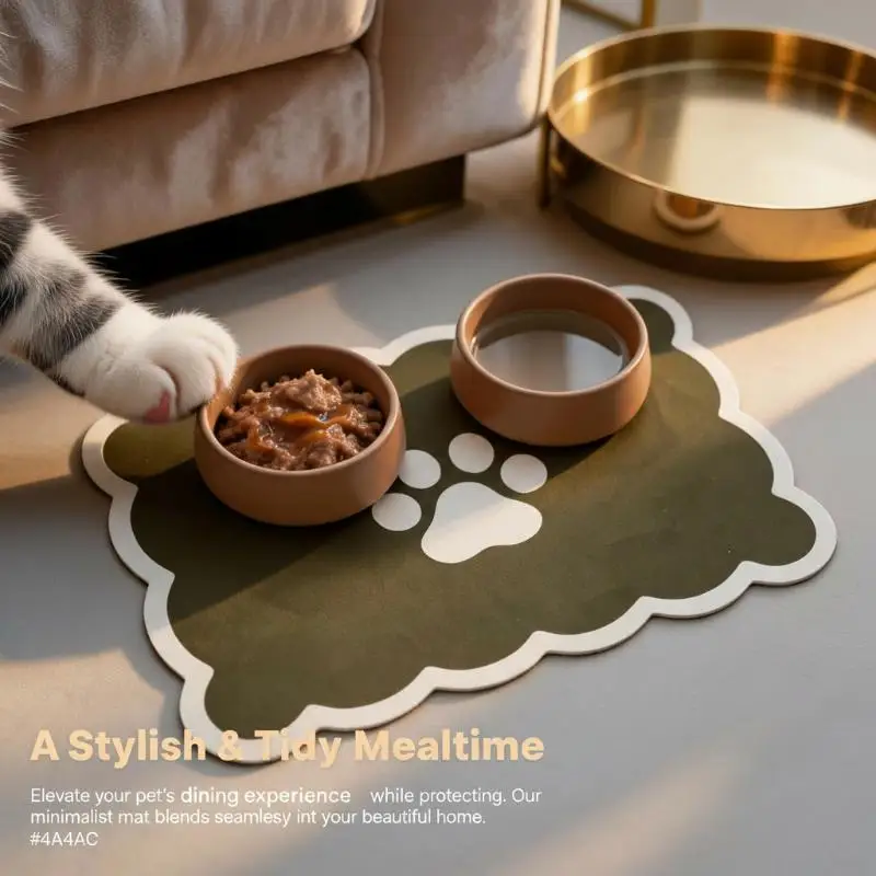 Waterproof Non-slip Pet Feeding Mat Wavy Edge Cat Dog Food Bowl Pad Household Daily Supply