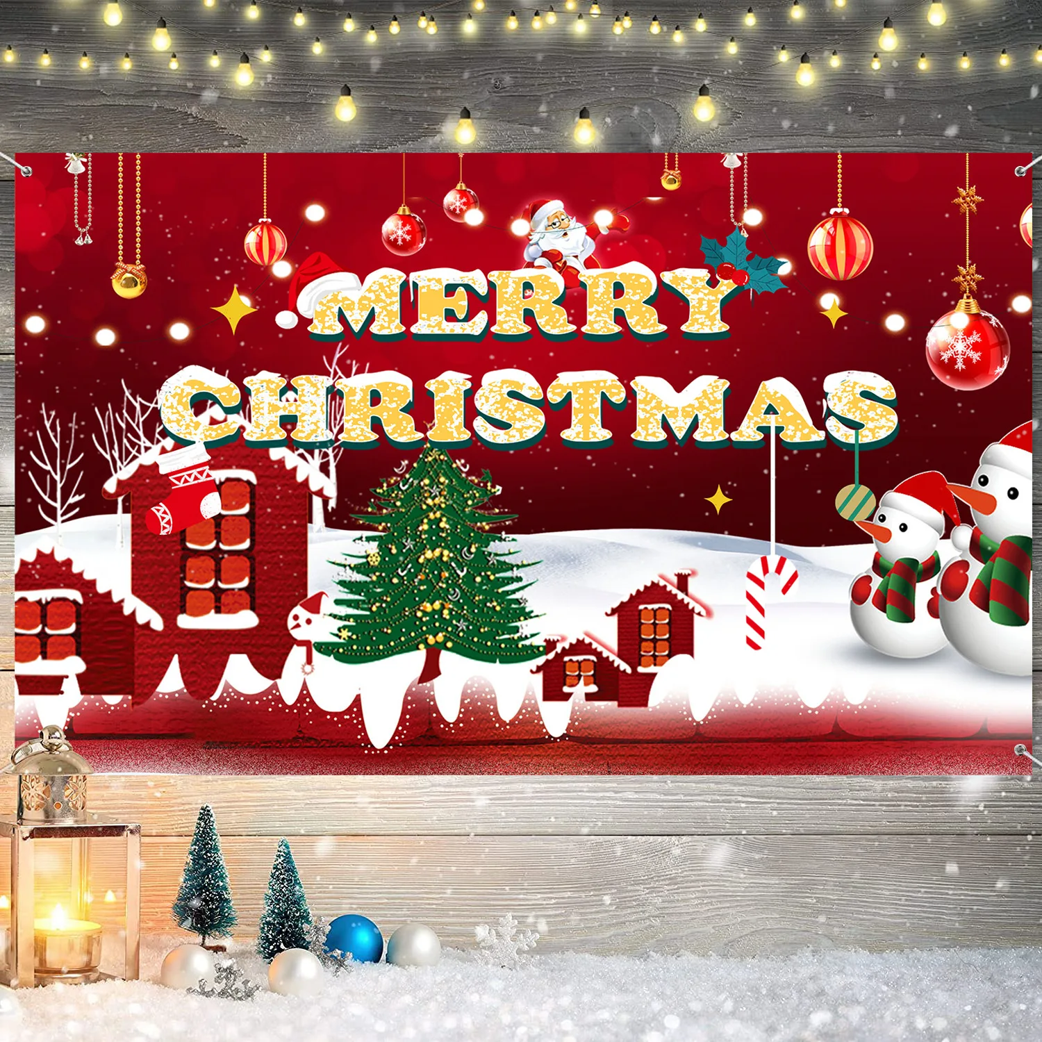 Frohe Weihnachten-Banner – festlicher Party-Hintergrund mit Buchstabenaufdrucken |   Wasserdichtes Material |   Perfekt für Innen- und Außendekoration