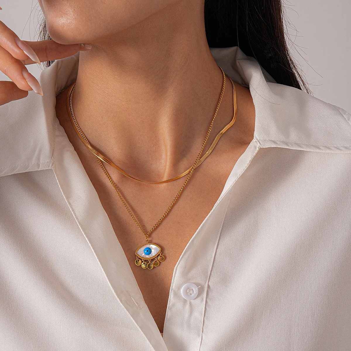 Mode Punk Bösen blick Creolen für Frauen Persönlichkeit Rock Edelstahl Tropfen Ohrring Opal Zirkon Schmuck Mädchen Party Geschenk
