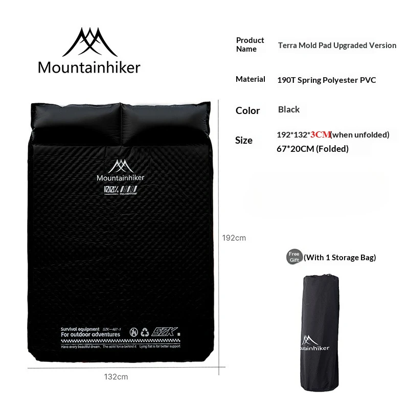 MOUNTAINHIKER Ultra-dikke 3CM & 5CM Camping Zelfopblaasbare Matras Memory Foam Enkel/Dubbel Waterdichte Mat Campingbed Mat Buiten