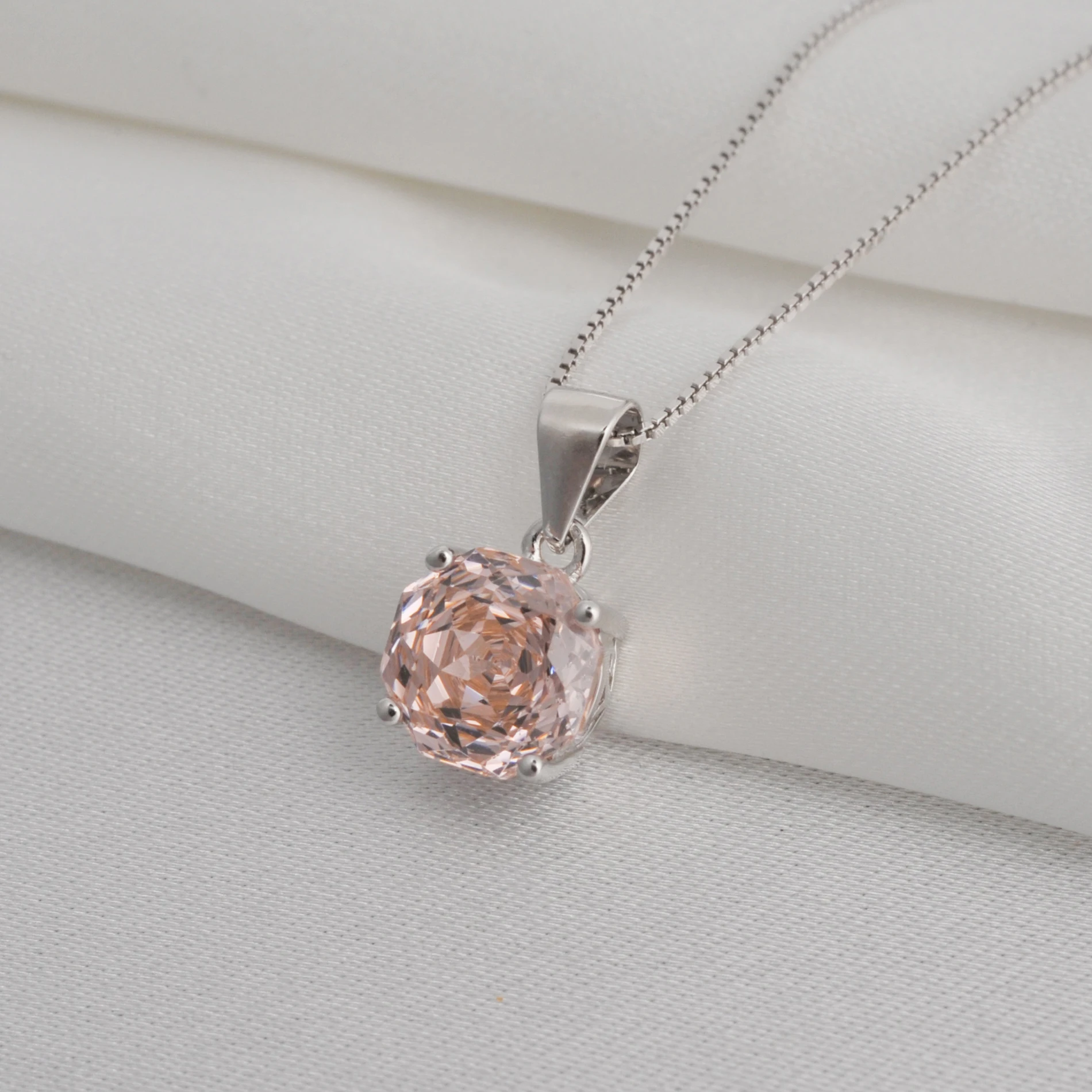 POTIY 2ct Morganit Rosa Kubisches Zirkonium CZ Achteckiger Rosenschliff Anhänger Ohne Kette 925 Sterling Silber Geschenk für Sie – Detail 12