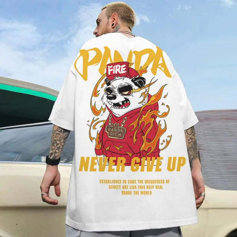 Chinese New Year Men\'s T-Shirt 3d Panda Printed Male Clothing Summer Casual Short Sleeve Top Loose Oversized T-Shirt Street Tees