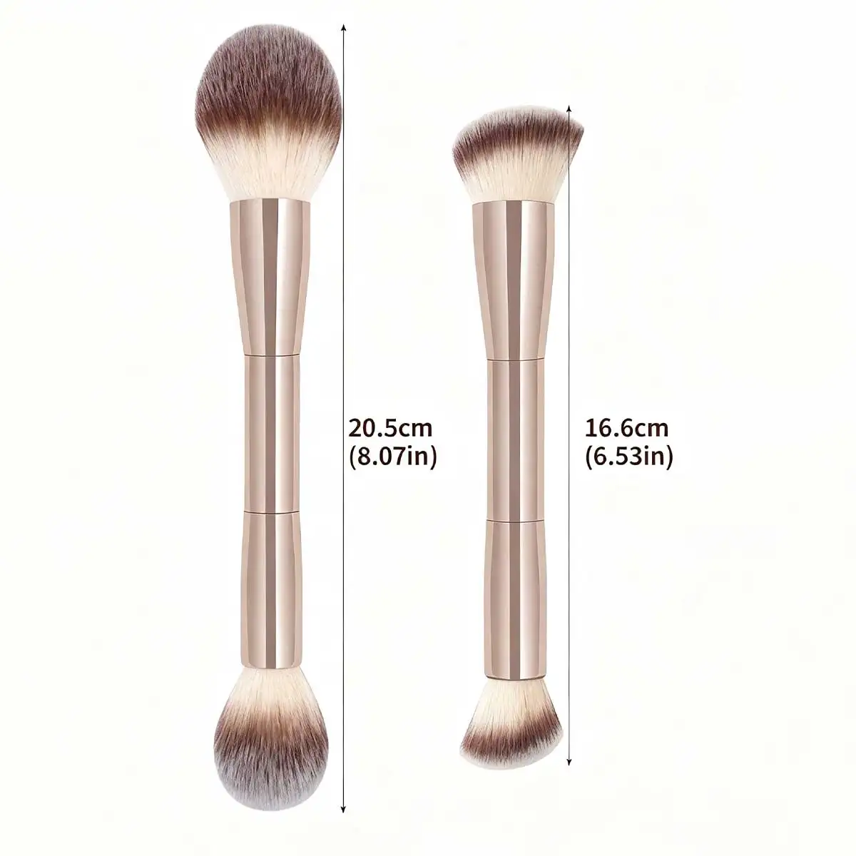 مجموعة فرش مكياج الوجه الاحترافية المزدوجة الرأس مكونة من قطعتين، فرشاة البودرة، فرشاة أحمر الخدود، أدوات مكياج مع ألياف ناعمة لسهولة الحمل، #6