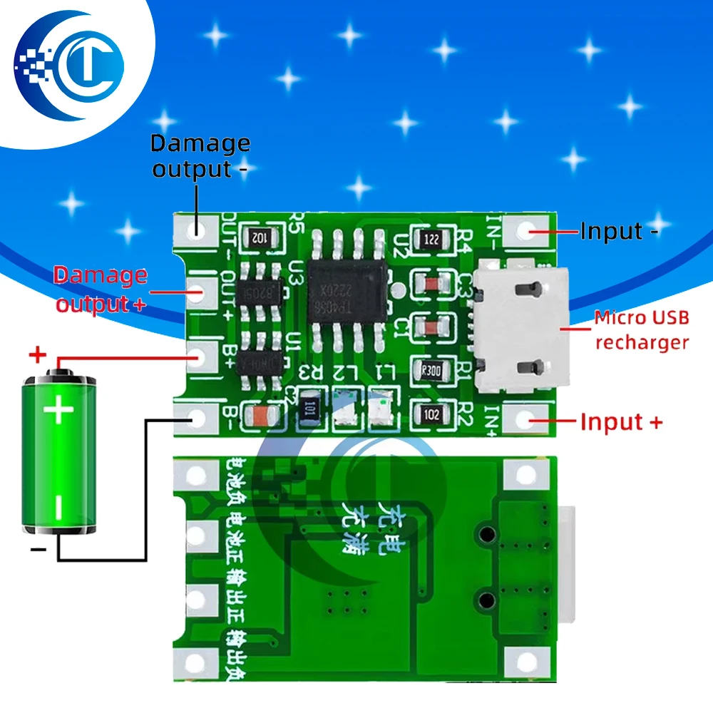 Módulo Cargador Solar 3.6V/3.7V/4.2V: Protección de Batería 18650 - Entrada Micro USB para Li-Ion/LiPo
