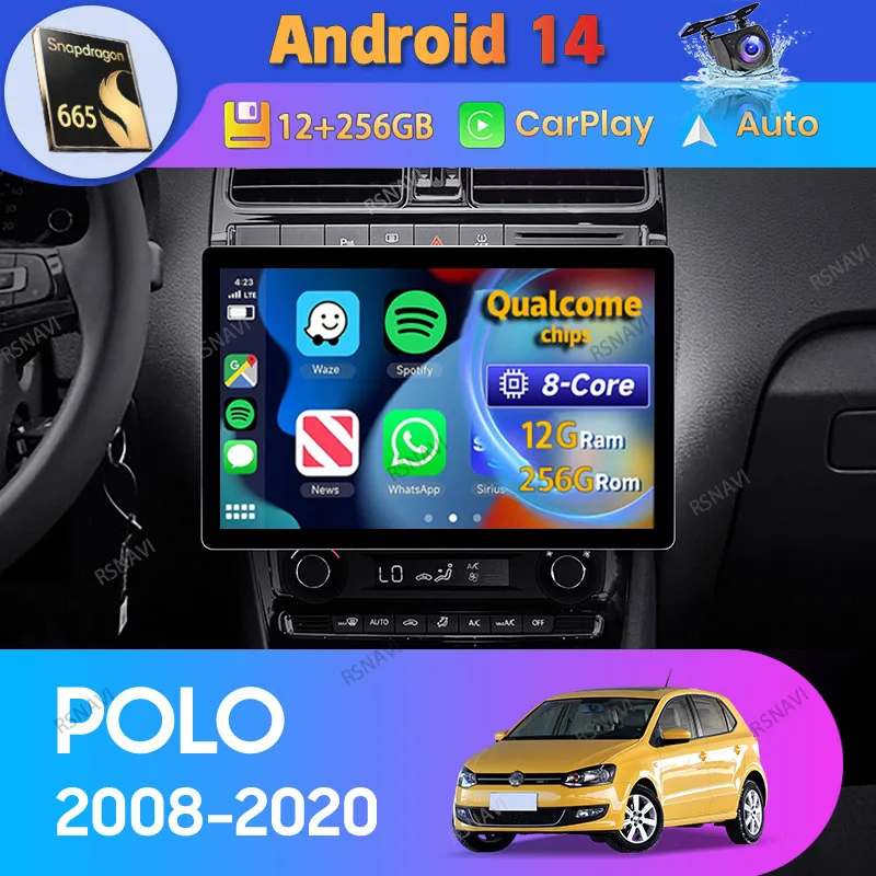 Radio samochodowe Android 14 Carplay Auto dla Volkswagen POLO 5 2008 2009-2020 Nawigacja 2 Din Video DVD Stereo GPS Odtwarzacz jednostki głównej