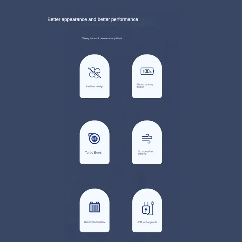 

A68Z Household Desk Turbo Bladeless Electric Fan USB Rechargeable Silent Mini Portable Air Cooling Fan 6-Speed Wind 2000MAh A