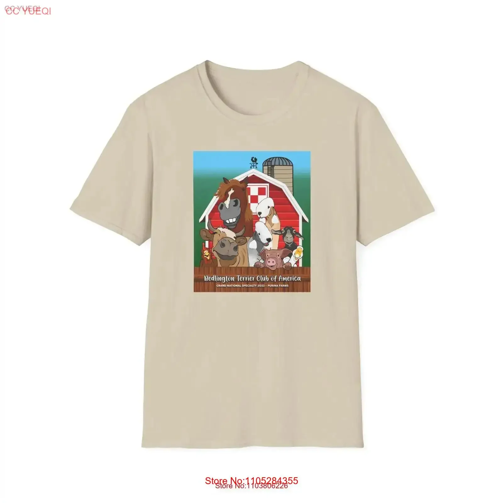 Camiseta Softstyle con logotipo de Purina Farm de Bedlington Terrier, estilo vintage, lavada, de diseñador, elástica, streetwear versátil