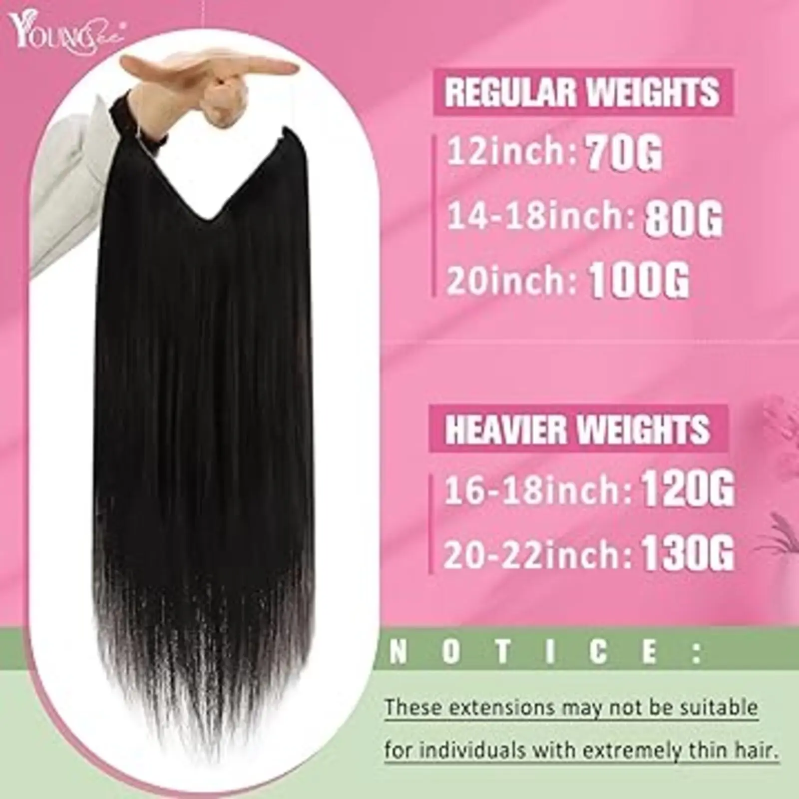 YoungSee Fish Line Hair Piano And Pure Color Real Human Hair Soft Hair Extensions 12-20Inches Brazilian hair Remy Hair