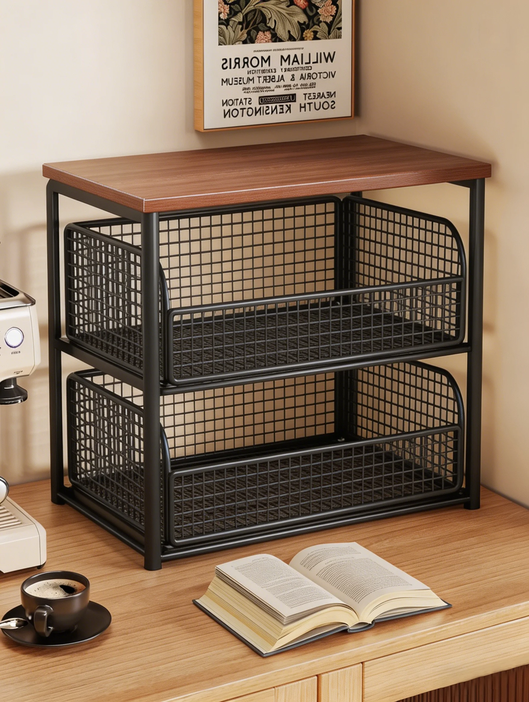

Desktop Organizer Drawer Style Storage Rack Bar Table Tea Bag Cup Holder Beverage Storage Box Coffee Machine Accessories