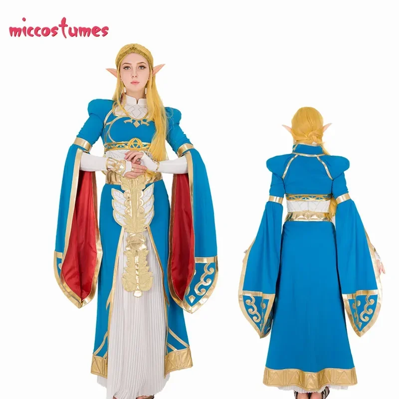 Miccostume exclusive Princess Women blue long dress gown cosplay costume