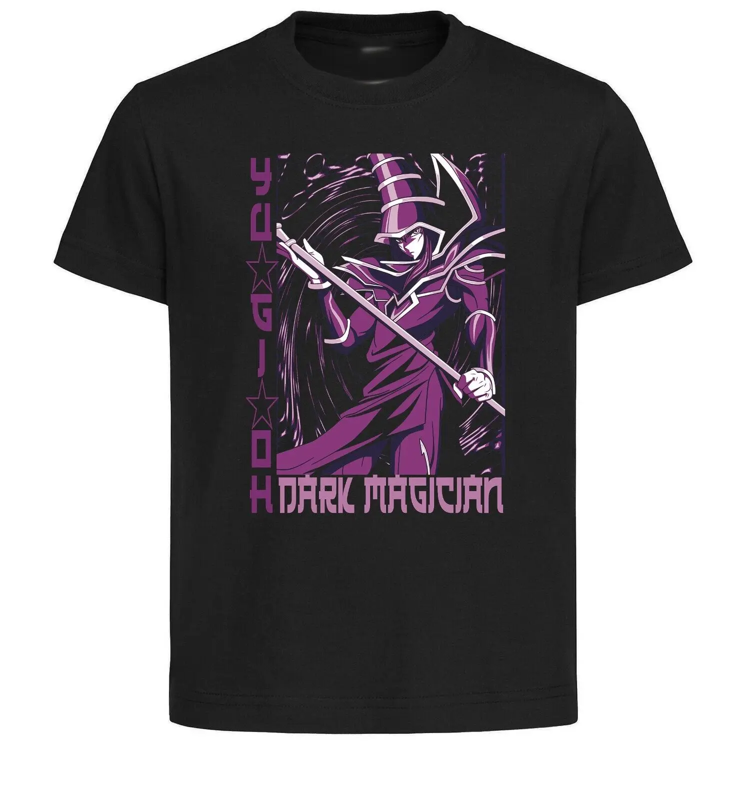 Unisex Black Japanese Style T-Shirt - Yu Gi Oh - Dark Magician - LL3636-