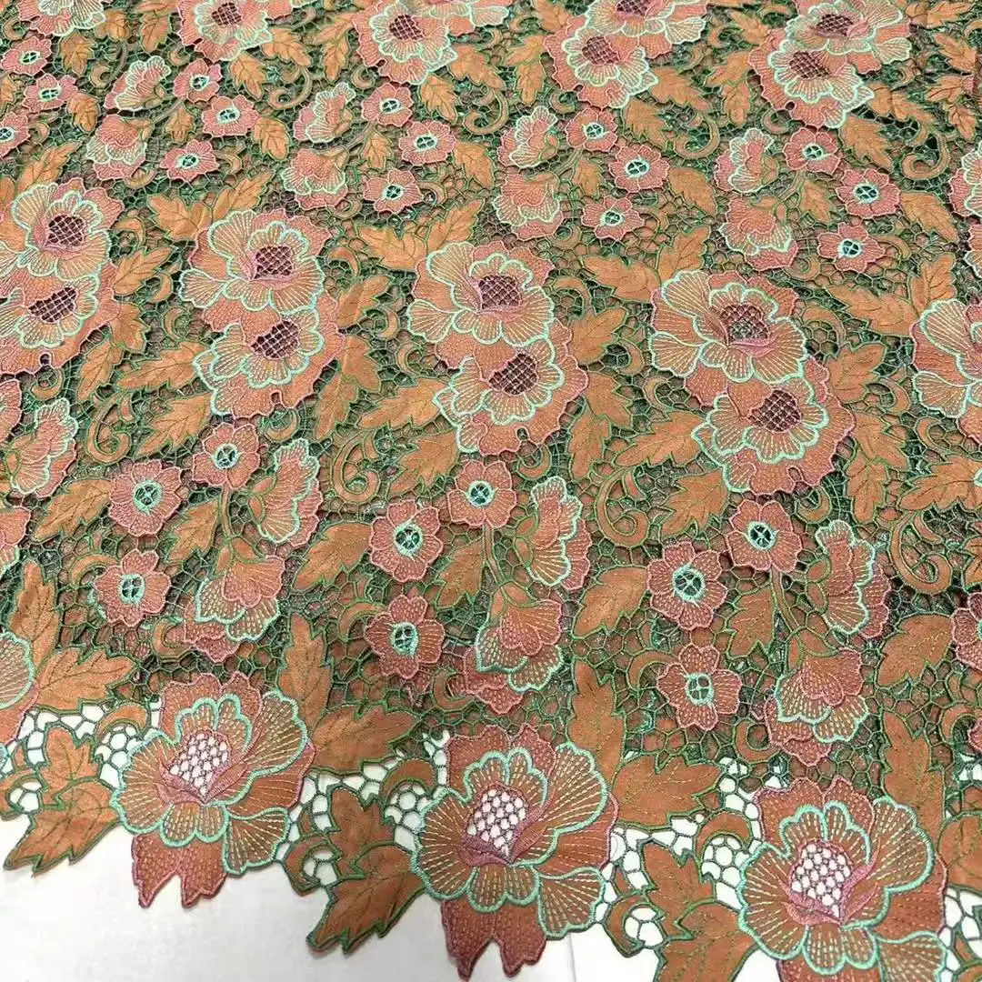 Kostenverkauf: Zarte, sehr weiche Baumwolle, Laserstickerei, hochwertiger Schweizer Spitzenstoff, Party-Abendkleid NN1568_R – Detail 17