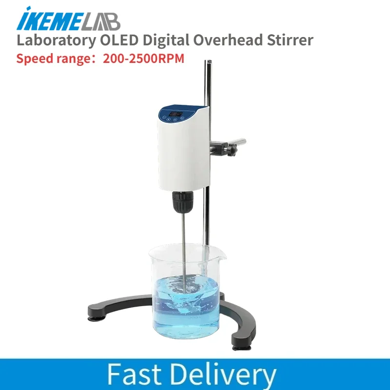 IKEME Laboratory Overhead Stirrer Hight Viscosity Digital Chemical Agitator Liquid Lotion Cream Cosmetic Overhead Stirrer Mixer