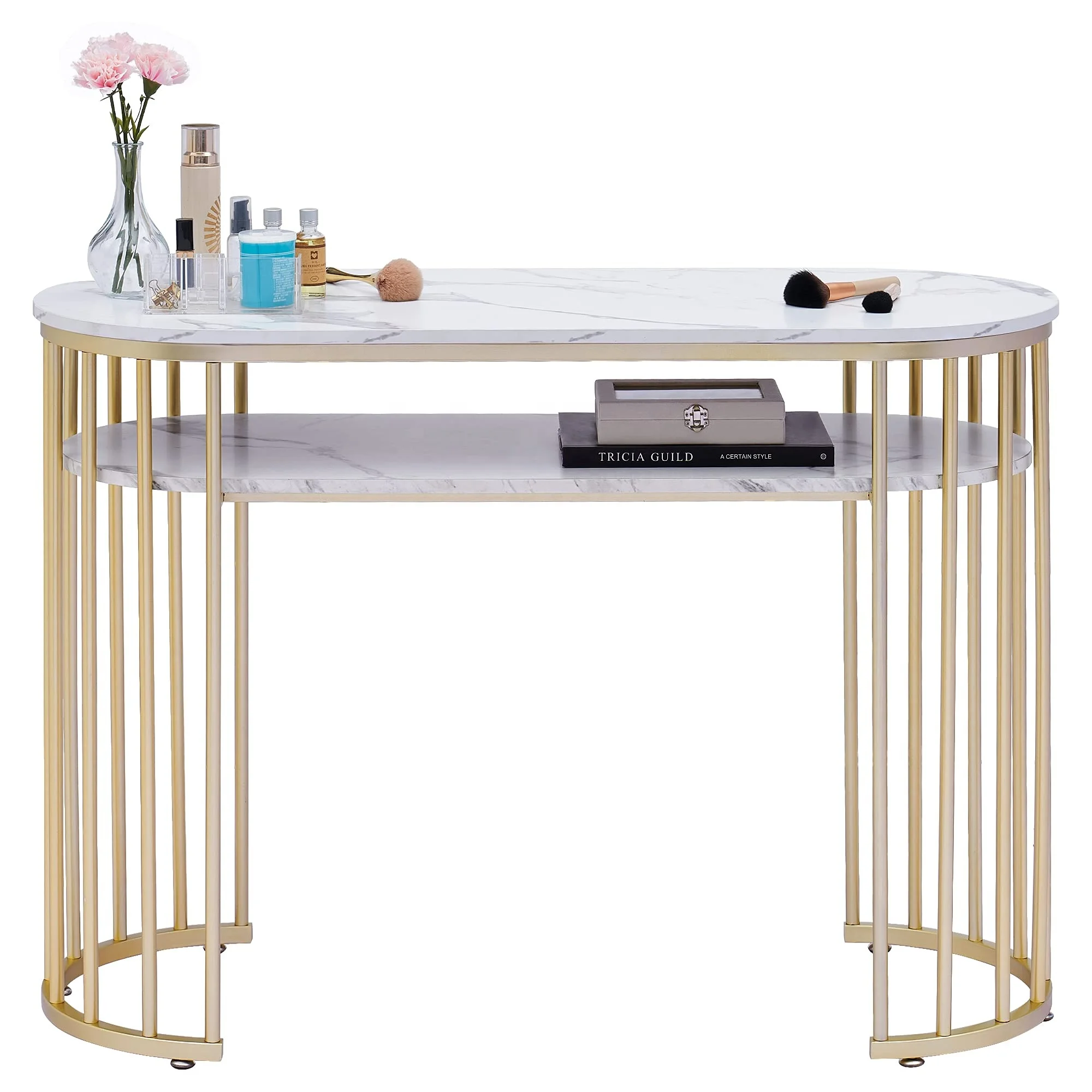 Gold table onglerie manicure Beauty salon manicure and pedicure tables factory selling manicure pedicure trolley salon furniture