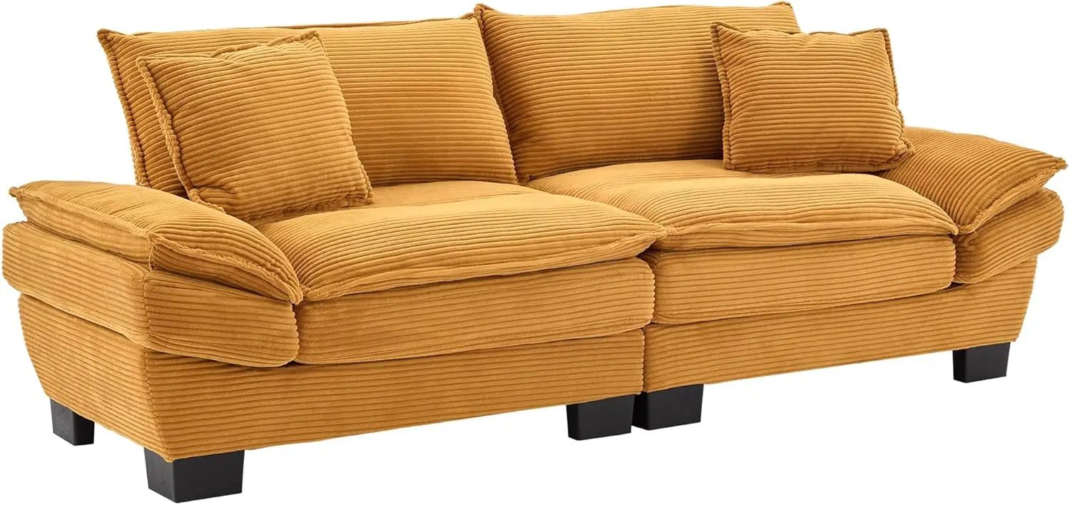 

Modern Couch with Deep Seat Sofa Corduroy Sofa Sleeper Couch Loveseat Sofa with Pillows Comfy Upholstered Seat Sofa for Bedroom
