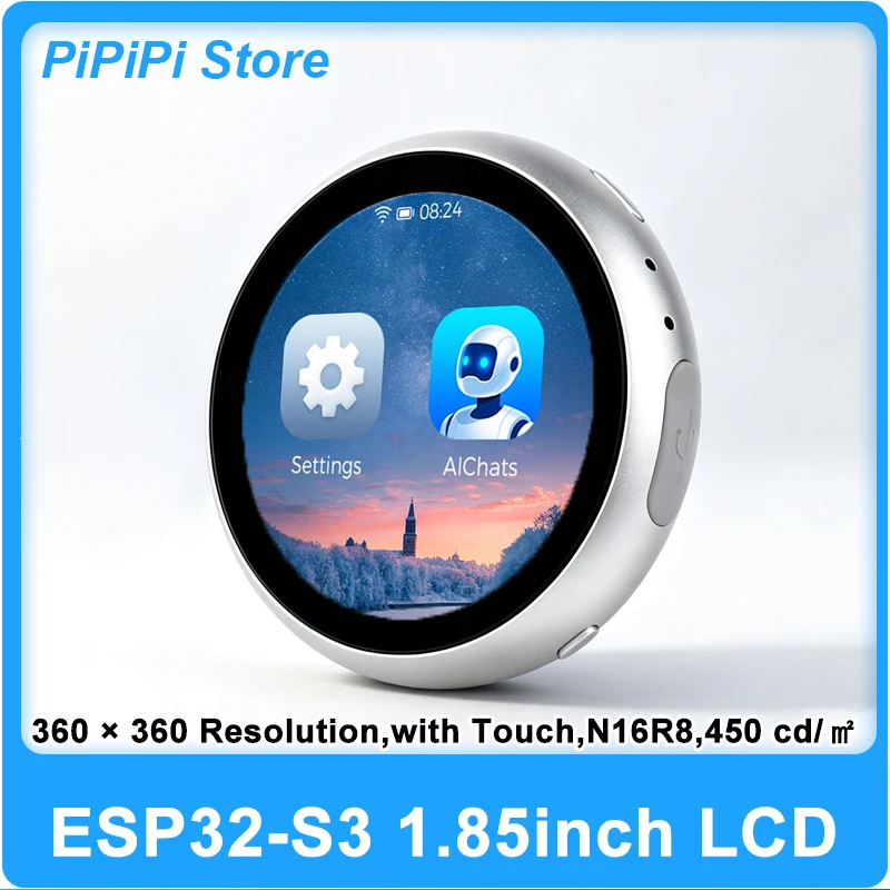 Waveshare ESP32-S3 1.85 Inch Round Touch Display Development Board N16R8 WiFi Bluetooth 5 Dual Microphone 6-Axis IMU AI Speech