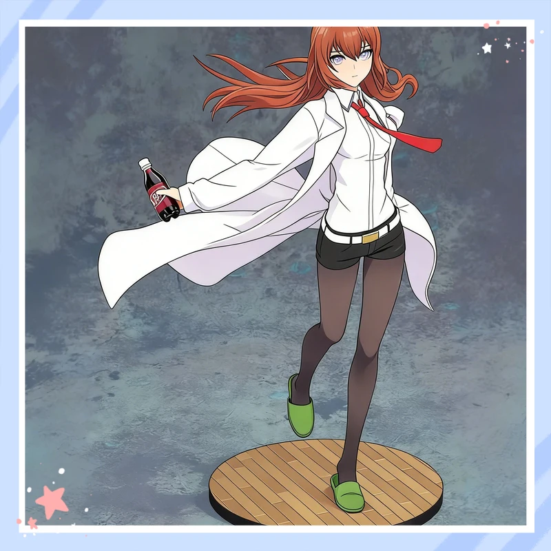 

Фигурка Макисе Курису из аниме Steins Gate в белом лабораторном халате с бутылкой колы, коллекционная модель, украшение для рабочего стола для любителей аниме