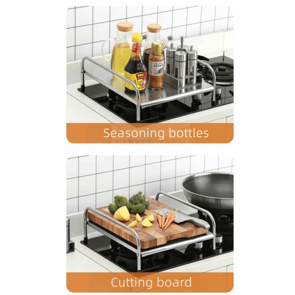 

With Handle Induction Cooker Stand Waterproof Space Saving Kitchen Counter Rack Anti-Slip Feet Multifunctional