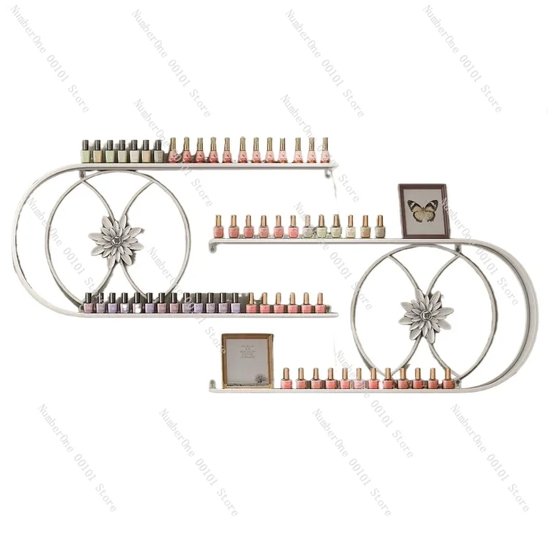 Luxury and simple U-shaped Nail Rack Nail Shop Wall Metal Storage Rack Nail Polish Cosmetics Display Wall Shelf Decoration