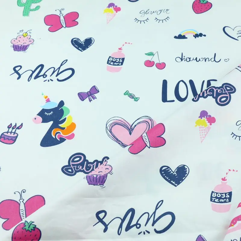 Printed Carton Cotton twill fabric Kids Cotton cloth for DIY Sewing Quilting Fat Quarters Material For Baby&Child 50*160cm