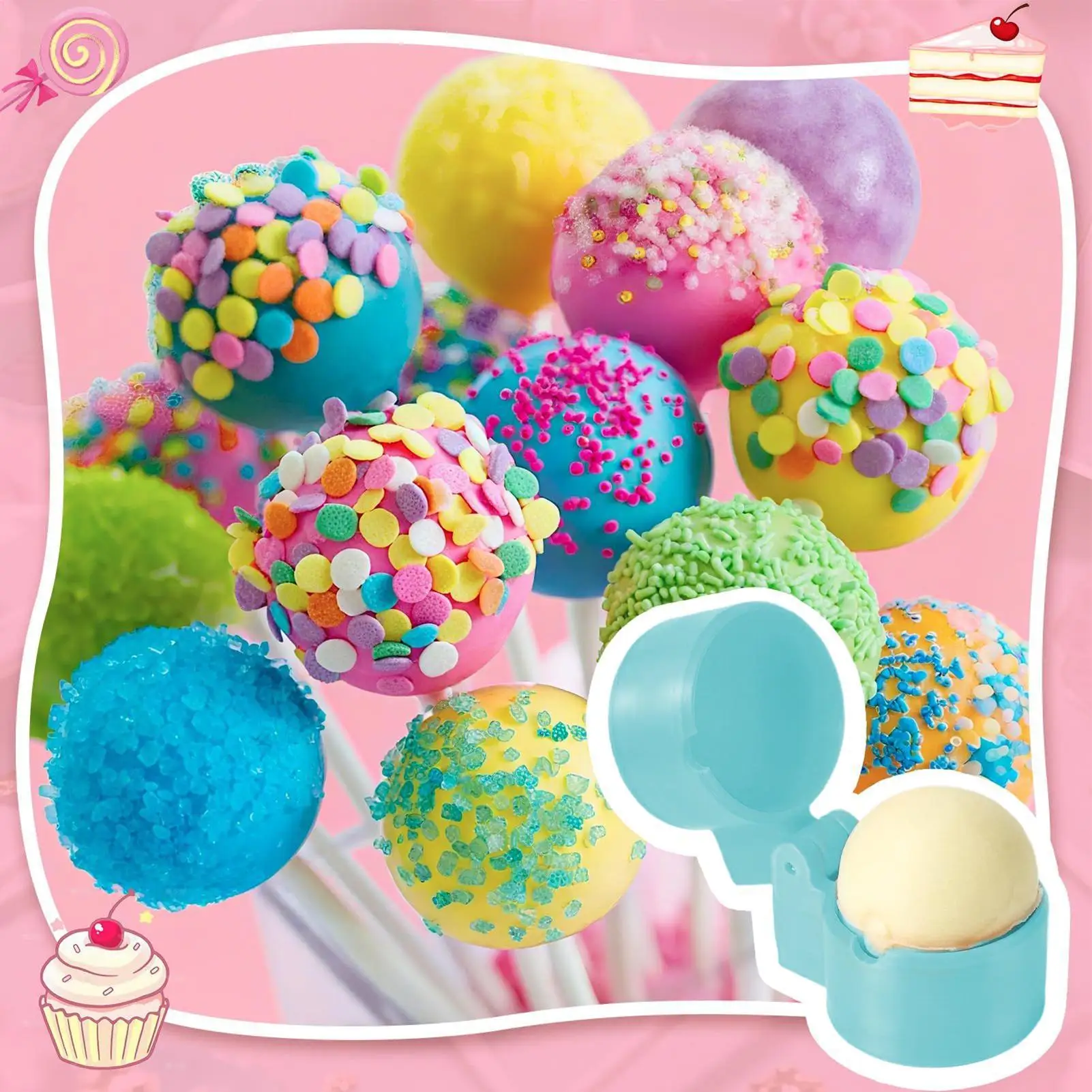 Cake Pop Mold Round Dessert Maker Mold Easy-Release Dessert Maker Aid For Soft Clay Chocolate Rice Balls Mochi Cookie Holiday