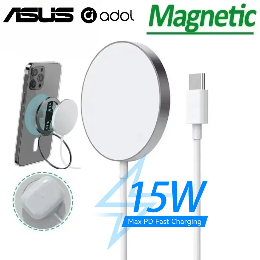 15W Schnellladegerät Original Magnetisches Drahtloses Gerät für iPhone 16 15 14 Pro Max Mini USB C 8 Plus XR X XS MAX Airpods