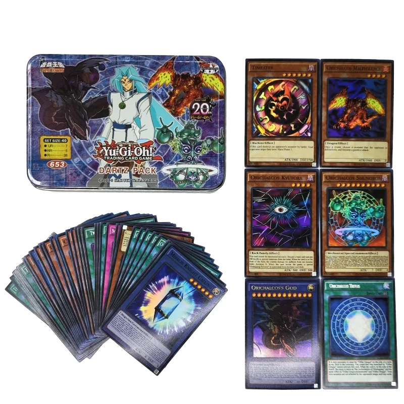 Yu gi oh-ブリキの箱が付いたゲームカード,英語のTCGホログラフィック,金色の白いドラゴン,TCGが付いたデッキ