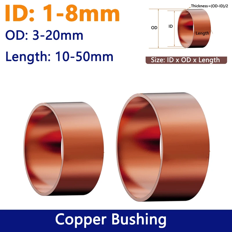 1/10/50pcs ID 1-18mm Copper Bushing Ring Sleeve OD 3-20mm Length 10-50mm Chisel Carving Knife Handle Knife Shank Hollow Tube DIY