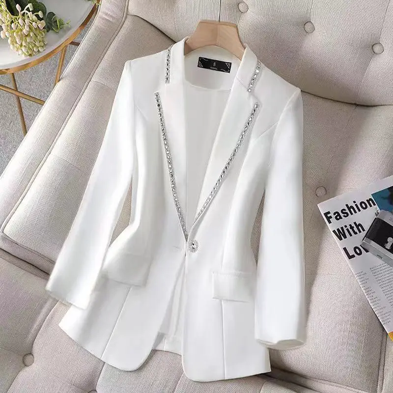 

Blazer Solid Color Button Long Sleeve Women's Clothing Cardigan Coats Casual Formal Shirt Spring Autumn Turn-down Collar Tops