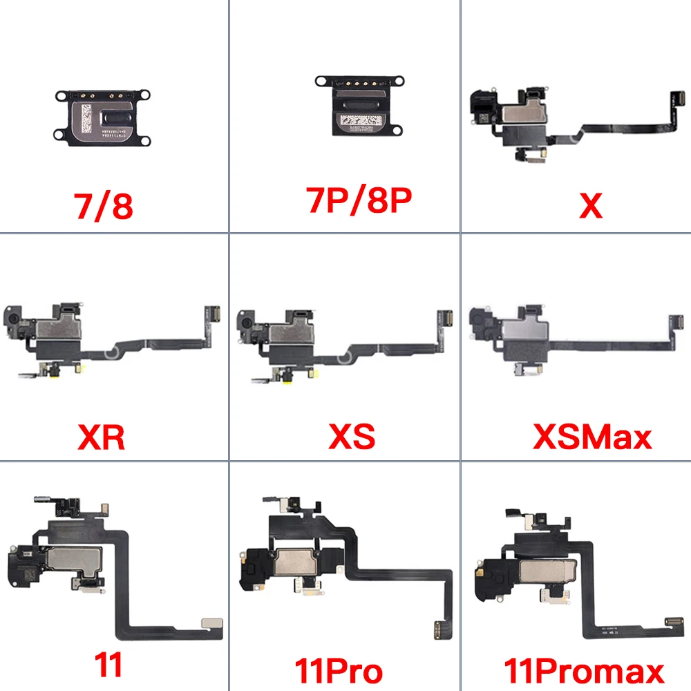 Ear Speaker Replacement For iPhone 7 8 Plus 11 Pro Max Top Earpiece Loud Speaker Flex Cable No Face ID