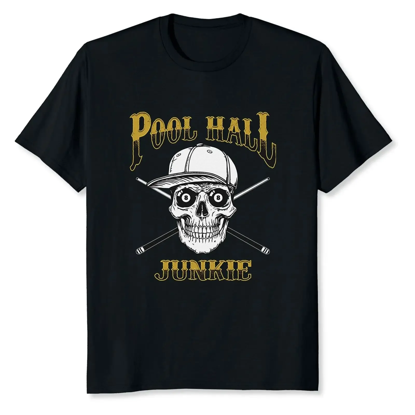 NEW LIMITED Pool Hall Junkie Funny Billiards T Shirt vintage Washed fashion Slightly Casual Unisex Breathable graphic Stretched