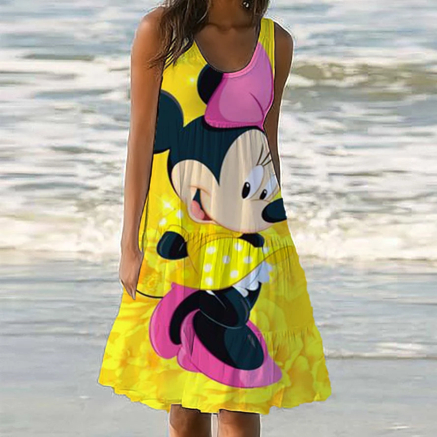 Raf Rock Sommerkleid Verkehr 2024 lose Strand Frauen Kleidung Disney Abendkleider elegantes Kleid lange Urlaub Frauen Frauen