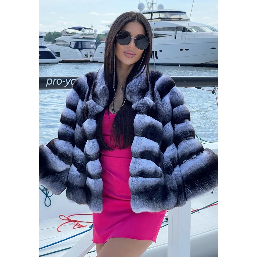 Cropped Fur Jacket Women Genuine Rex Rabbit Pelt Coats 2024 Winter Good Quality Rabbbit Fur Jackets