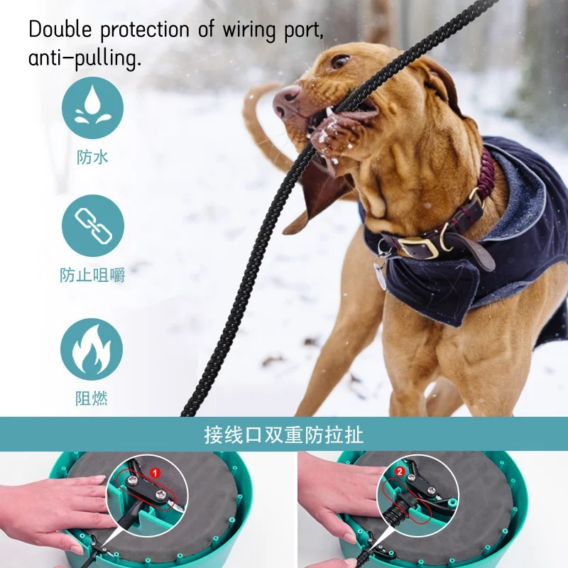 Heated Water Bowl for Dog & Cat outdoor pet feeder with Chew Resistant Power Cord waterproof Smart Thermal-Dish in Winter