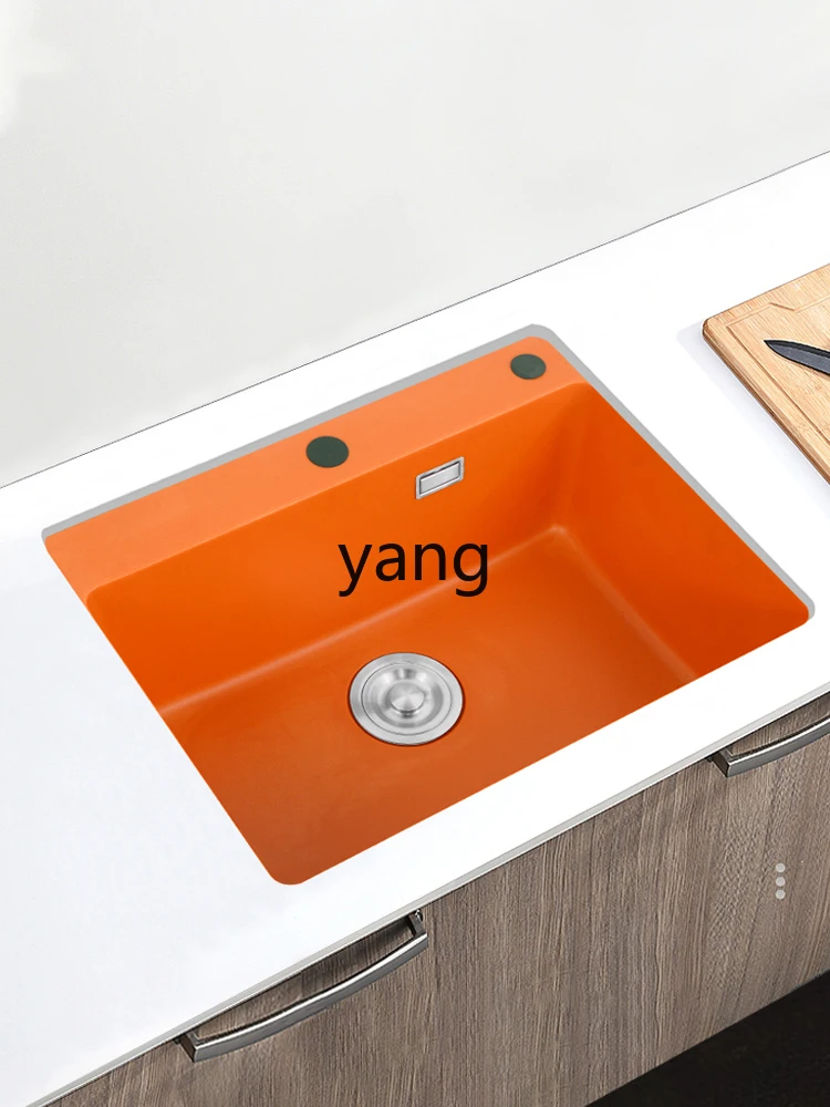 حوض المطبخ المنزلي من حجر الكوارتز البرتقالي LH #4
